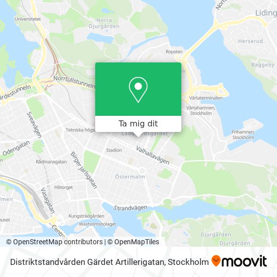Distriktstandvården Gärdet Artillerigatan karta
