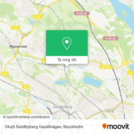 Okq8 Sundbyberg Gesällvägen karta