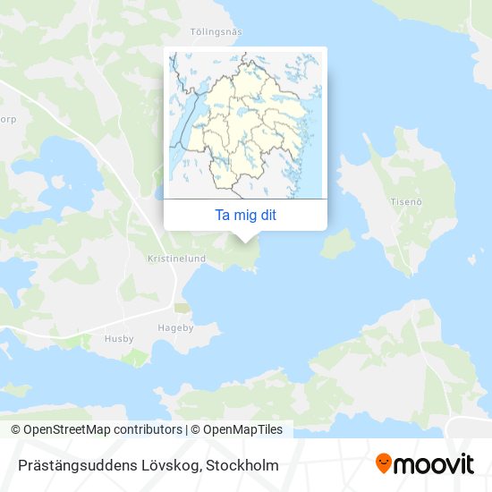 Prästängsuddens Lövskog karta