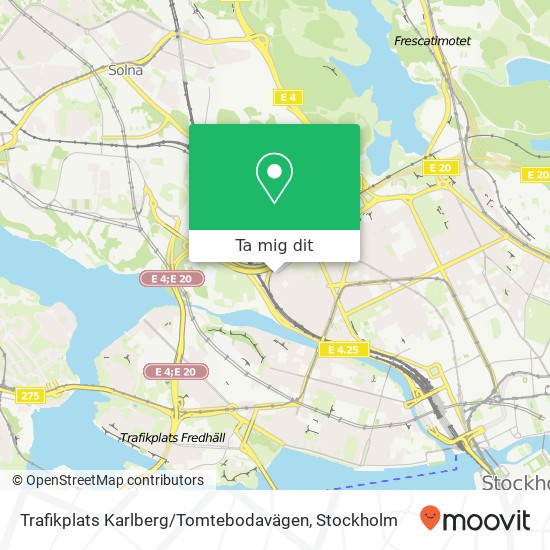 Trafikplats Karlberg / Tomtebodavägen karta