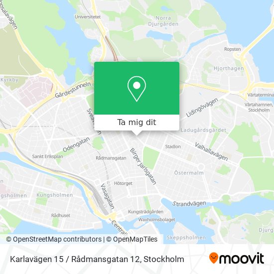 Karlavägen 15 / Rådmansgatan 12 karta
