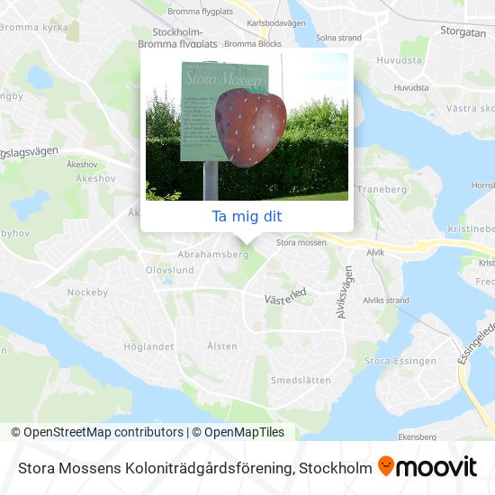Stora Mossens Koloniträdgårdsförening karta