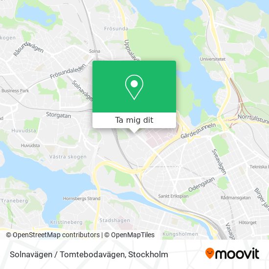 Solnavägen / Tomtebodavägen karta