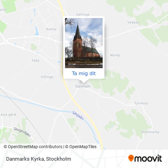 Vägbeskrivningar till Danmarks Kyrka i Uppsala med Buss eller Tåg?