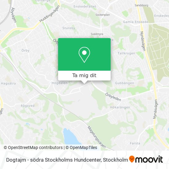 Dogtajm - södra Stockholms Hundcenter karta