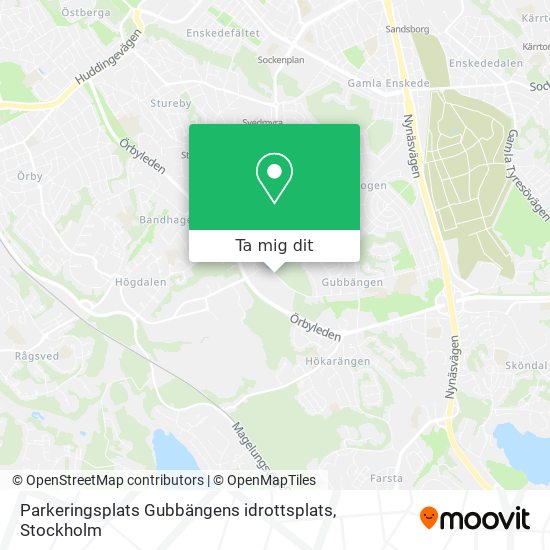 Parkeringsplats Gubbängens idrottsplats karta