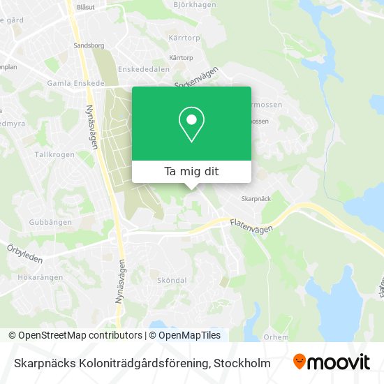Skarpnäcks Koloniträdgårdsförening karta