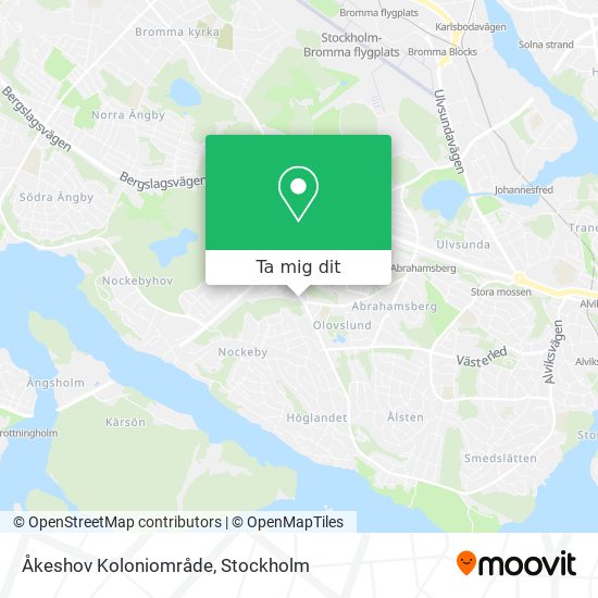 Åkeshov Koloniområde karta