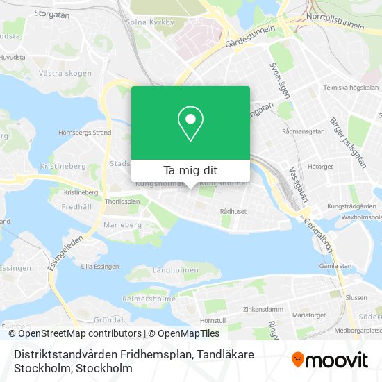 Distriktstandvården Fridhemsplan, Tandläkare Stockholm karta