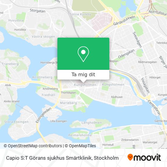 Capio S:T Görans sjukhus Smärtklinik karta