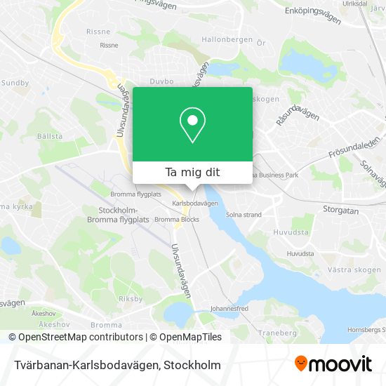 Tvärbanan-Karlsbodavägen karta