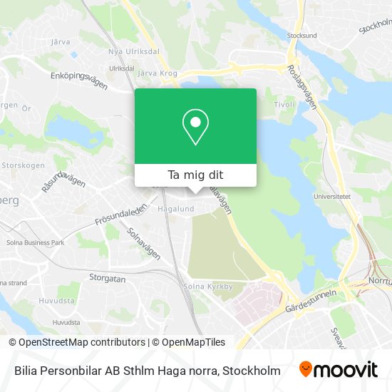 Bilia Personbilar AB Sthlm Haga norra karta