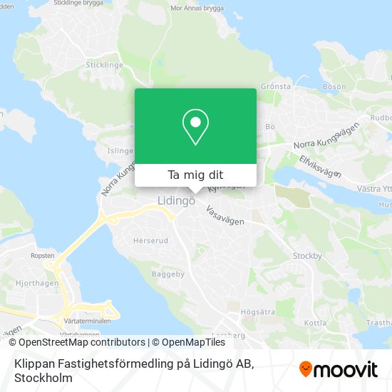 Klippan Fastighetsförmedling på Lidingö AB karta