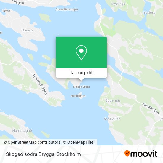 Skogsö södra Brygga karta