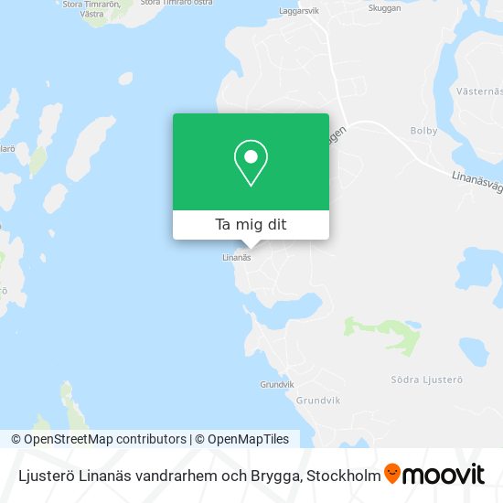 Ljusterö Linanäs vandrarhem och Brygga karta