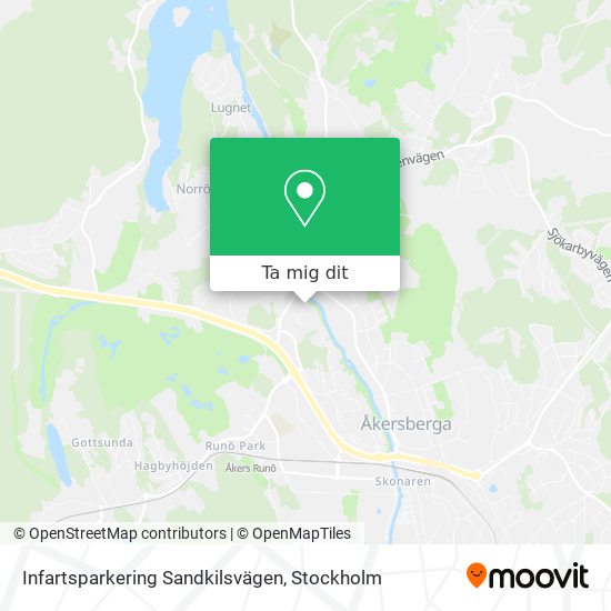 Infartsparkering Sandkilsvägen karta