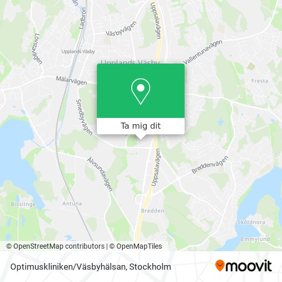 Optimuskliniken/Väsbyhälsan karta