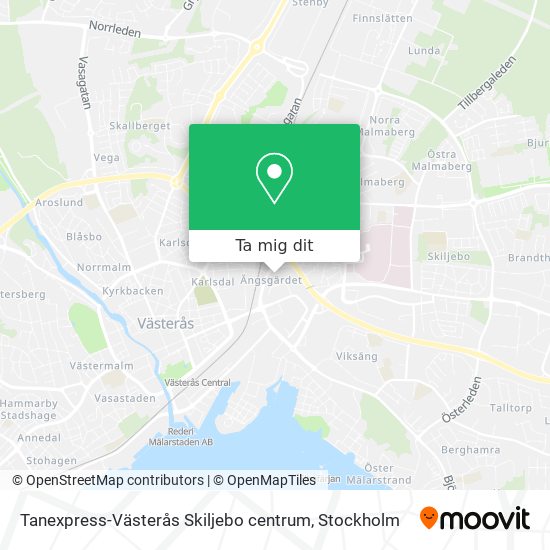 Tanexpress-Västerås Skiljebo centrum karta