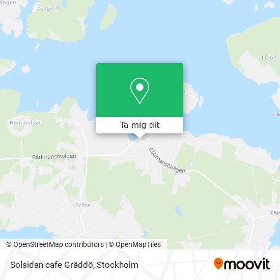 Solsidan cafe Gräddö karta