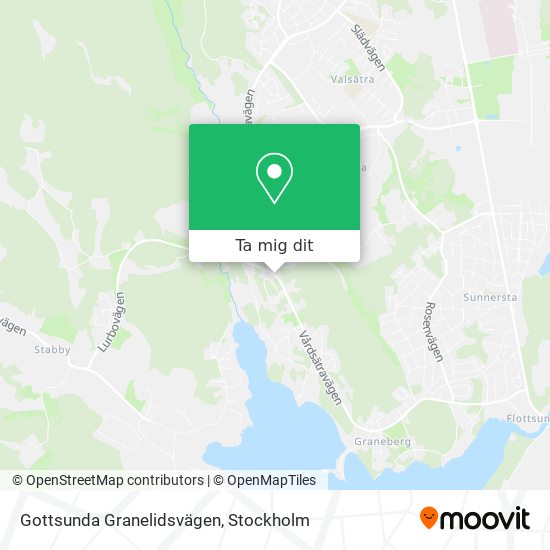 Gottsunda Granelidsvägen karta