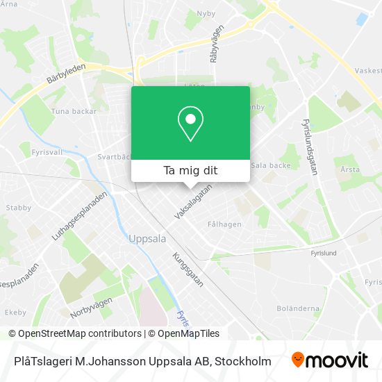 PlåTslageri M.Johansson Uppsala AB karta