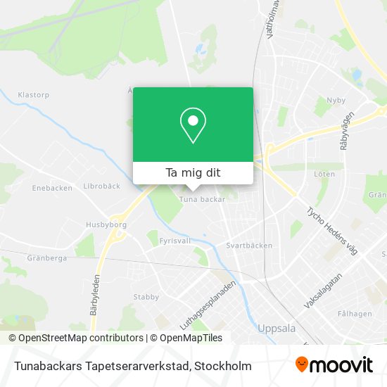 Tunabackars Tapetserarverkstad karta