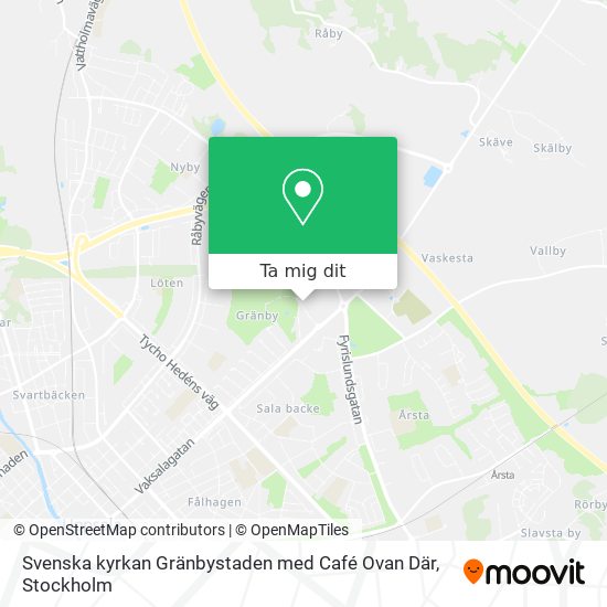 Svenska kyrkan Gränbystaden med Café Ovan Där karta