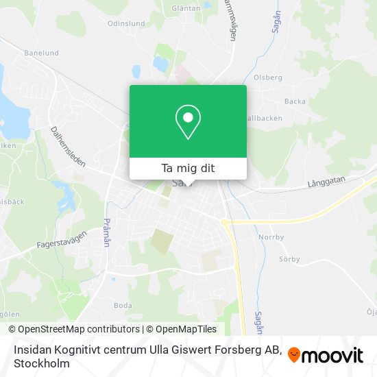 Insidan Kognitivt centrum Ulla Giswert Forsberg AB karta