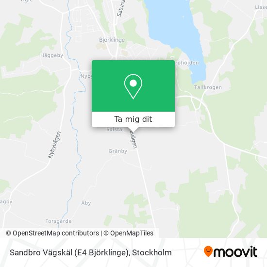 Sandbro Vägskäl (E4 Björklinge) karta