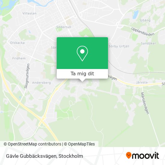 Gävle Gubbäcksvägen karta