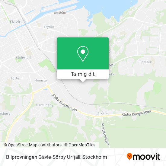 Bilprovningen Gävle-Sörby Urfjäll karta