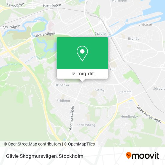 Gävle Skogmursvägen karta