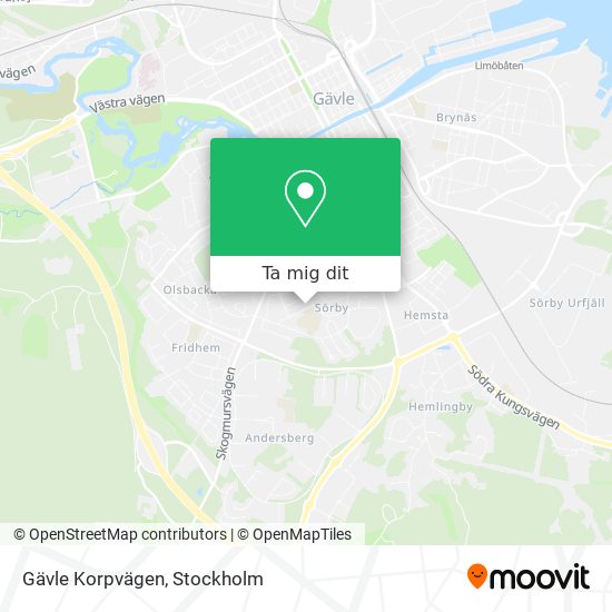 Gävle Korpvägen karta