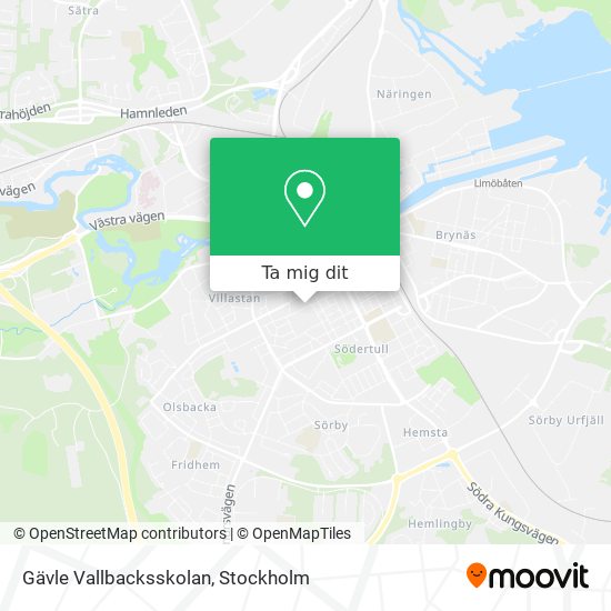 Gävle Vallbacksskolan karta