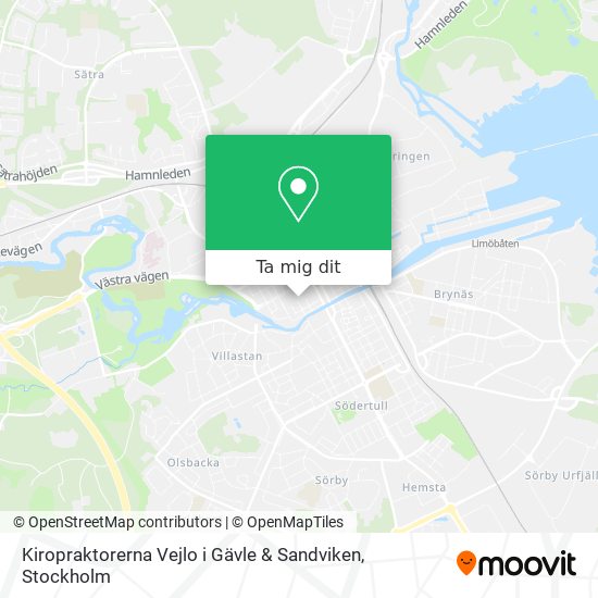 Kiropraktorerna Vejlo i Gävle & Sandviken karta