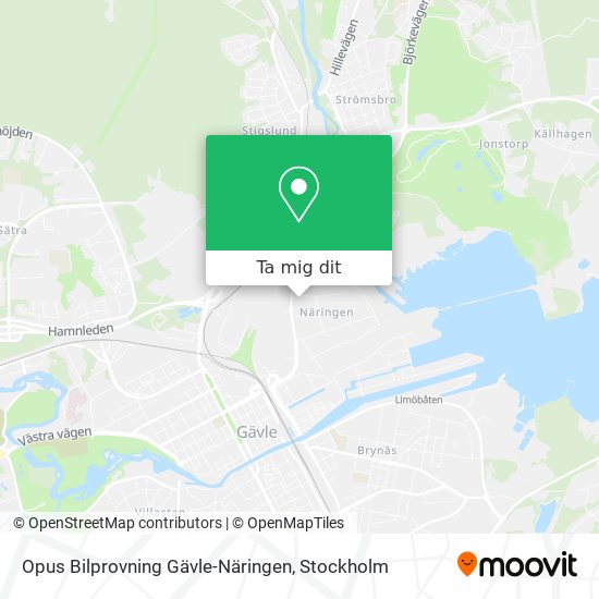 Opus Bilprovning Gävle-Näringen karta