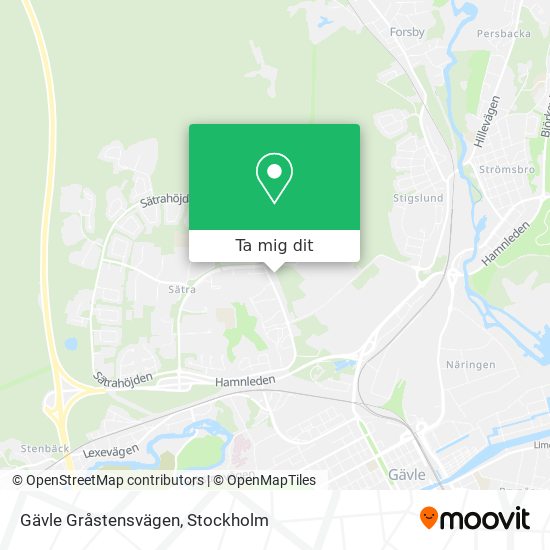 Gävle Gråstensvägen karta