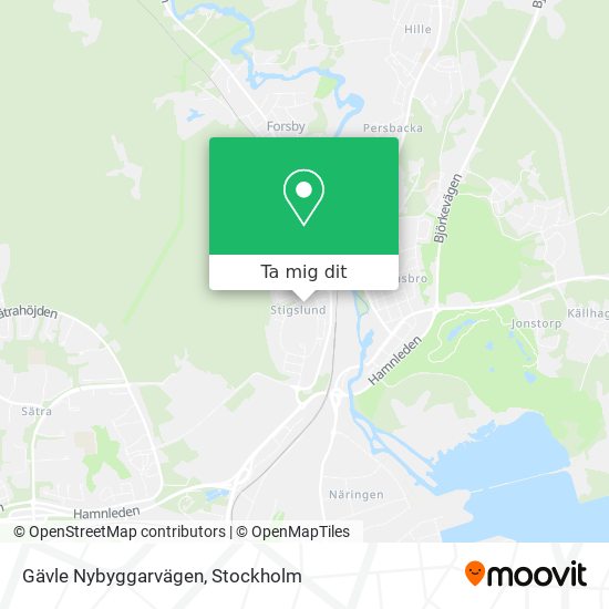 Gävle Nybyggarvägen karta