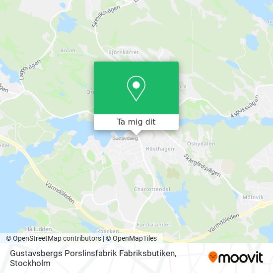 Gustavsbergs Porslinsfabrik Fabriksbutiken karta