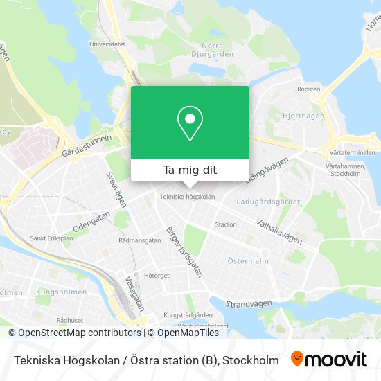Tekniska Högskolan / Östra station (B) karta
