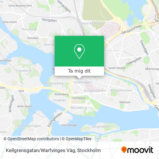 Kellgrensgatan/Warfvinges Väg karta
