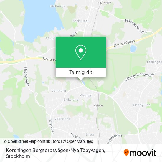 Korsningen Bergtorpsvägen / Nya Täbyvägen karta