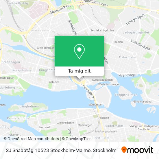 SJ Snabbtåg 10523 Stockholm-Malmö karta