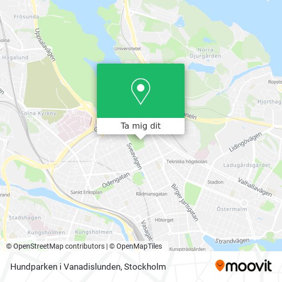 Hundparken i Vanadislunden karta