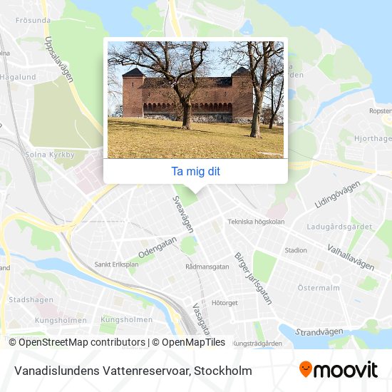 Vanadislundens Vattenreservoar karta