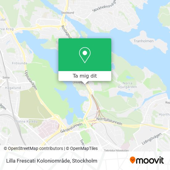 Lilla Frescati Koloniområde karta