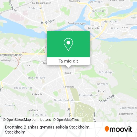 Drottning Blankas gymnasieskola Stockholm karta
