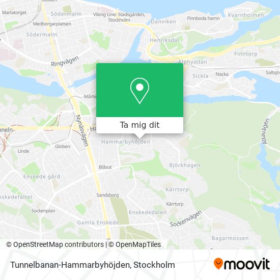Tunnelbanan-Hammarbyhöjden karta