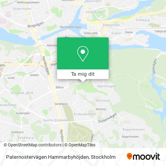 Paternostervägen Hammarbyhöjden karta