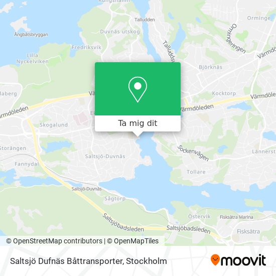 Saltsjö Dufnäs Båttransporter karta